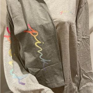 New Victoria’s Secret PINK 2PC LONG SLEEVE CAMPUS OVERSIZED TEE SHIRT & LEGGINGS